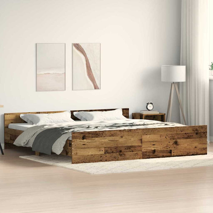 Cadru de pat Lemn Vechi 203 x 203 x 50 cm Lemn compozit - WALTI WALTI