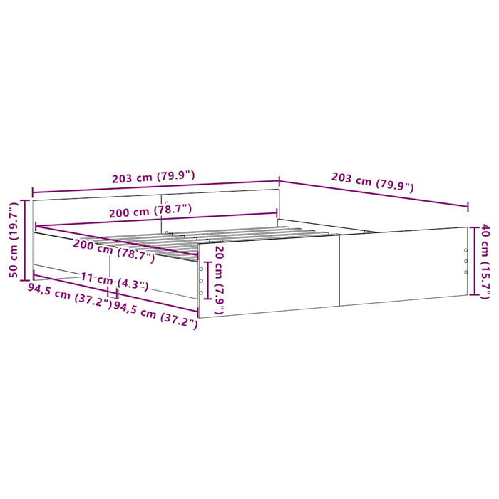 Cadru de pat Lemn Vechi 203 x 203 x 50 cm Lemn compozit - WALTI WALTI