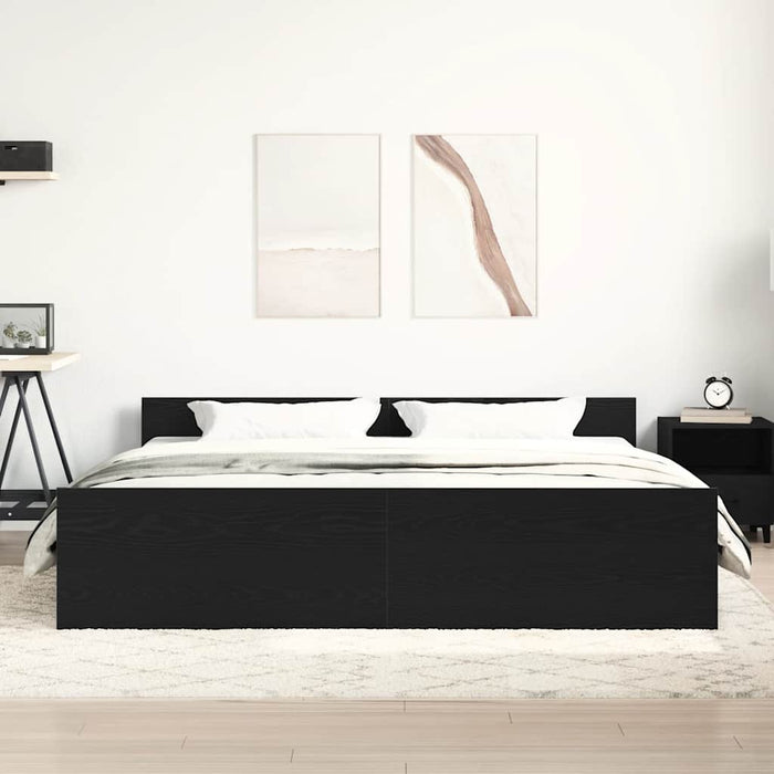 Cadru pat fără saltea, stejar negru, 200x200 cm, lemn prelucrat - WALTI WALTI