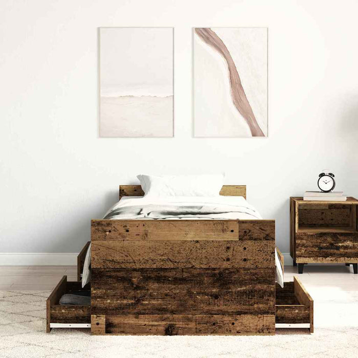 Cadru de pat cu headboard Lemn vechi 75 x 190 cm Lemn compozit - WALTI WALTI