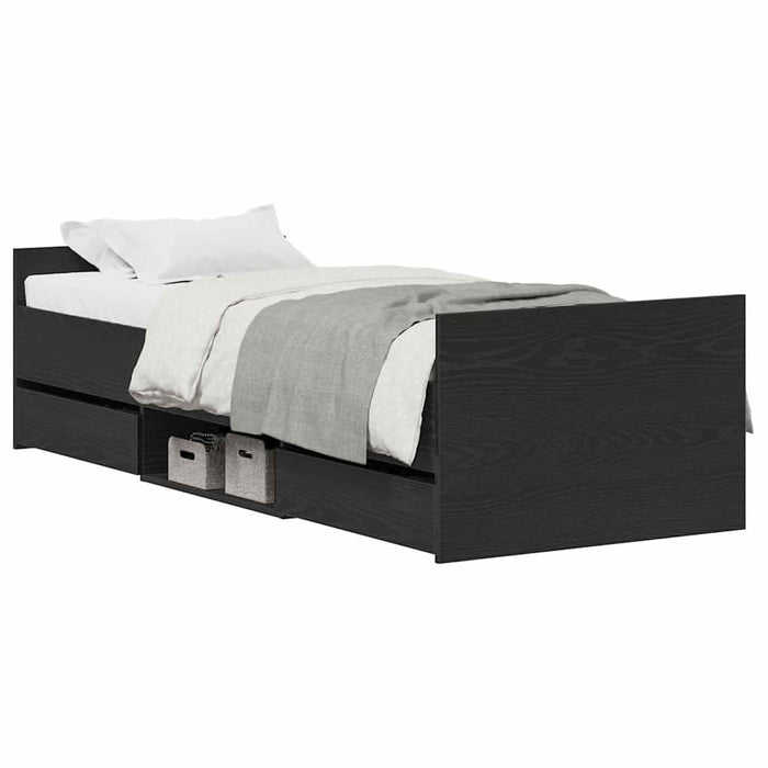 Cadru de pat cu sertar Stejar negru 75 x 190 cm Lemn compozit - WALTI WALTI