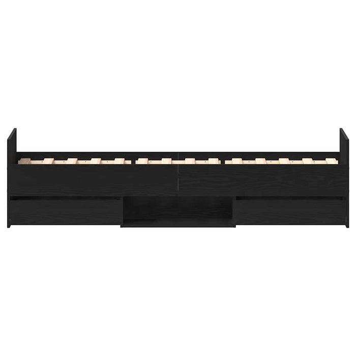 Cadru de pat cu sertar Stejar negru 75 x 190 cm Lemn compozit - WALTI WALTI