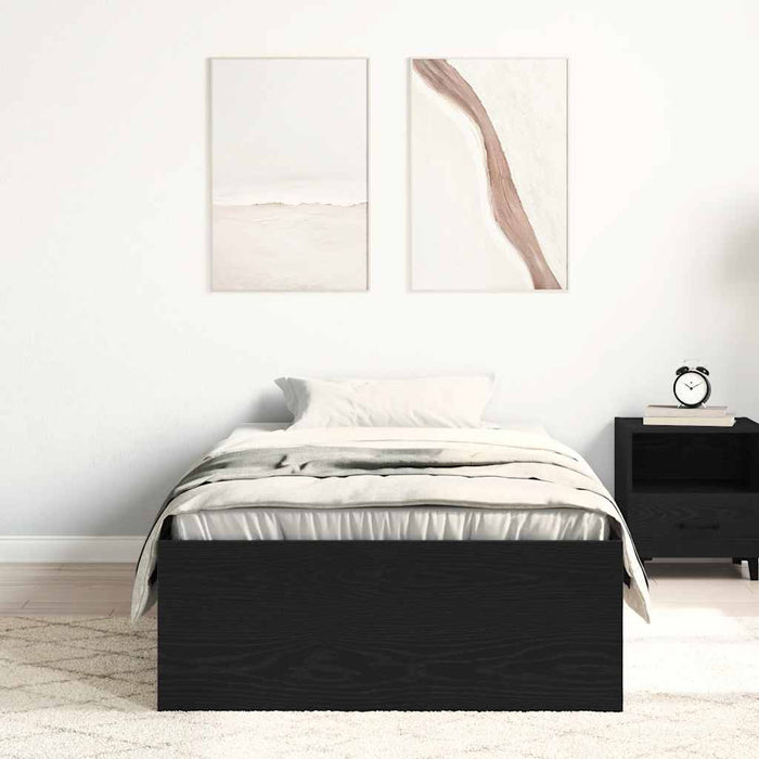 Cadru de pat fără saltea Stejar negru 75x190 cm Lemn prelucrat - WALTI WALTI