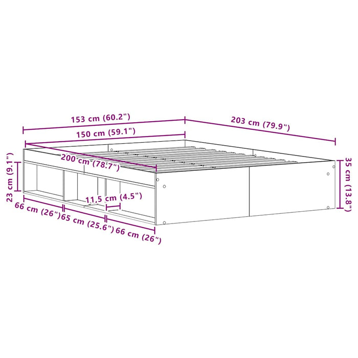 Cadru de pat fără saltea Lemn vechi 150x200cm Lemn prelucrat - WALTI WALTI