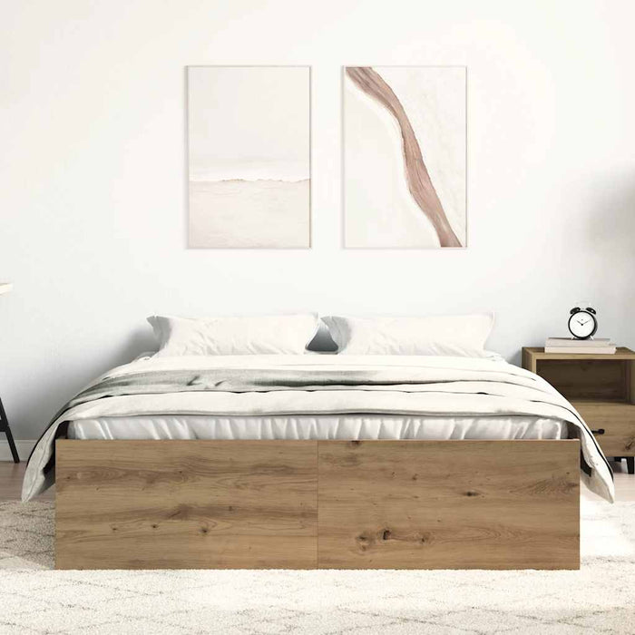 Cadru pat fără saltea Stejar Artisan 135x190cm Lemn prelucrat - WALTI WALTI
