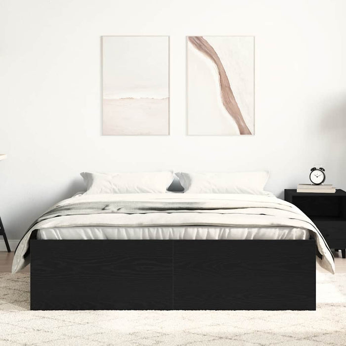 Cadru pat fără saltea, stejar negru, 135x190 cm, lemn prelucrat - WALTI WALTI