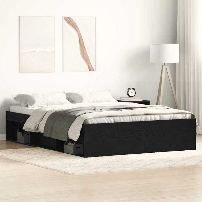 Cadru pat fără saltea, stejar negru, 135x190 cm, lemn prelucrat - WALTI WALTI