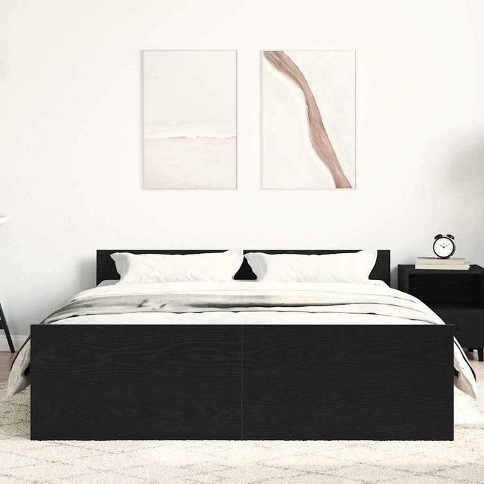 Cadru pat fără saltea, stejar negru, 120x200 cm, lemn prelucrat - WALTI WALTI