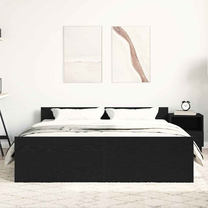 Cadru pat fără saltea, stejar negru, 150x200 cm, lemn prelucrat - WALTI WALTI