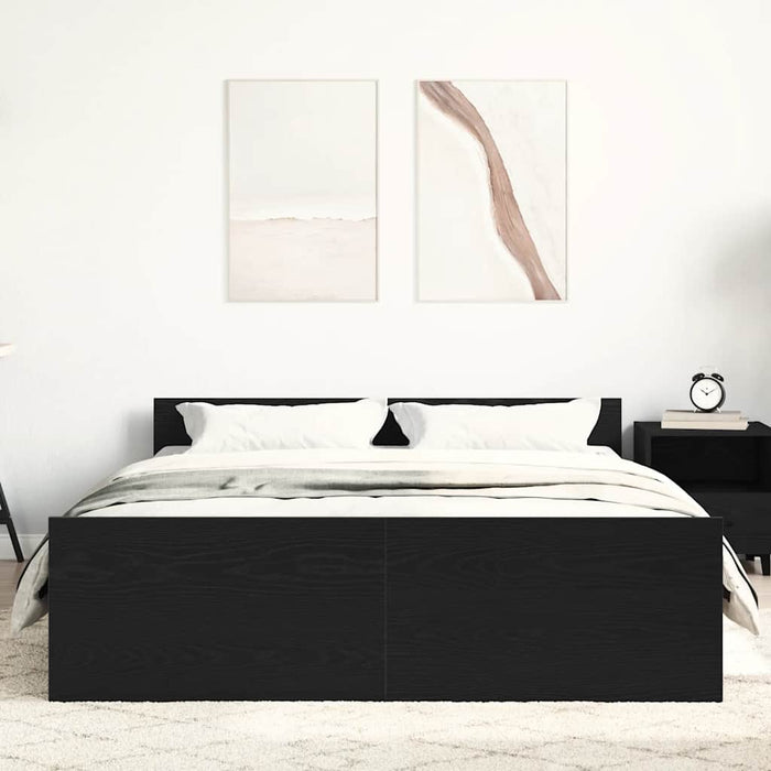 Cadru pat fără saltea, stejar negru, 135x190 cm, lemn prelucrat - WALTI WALTI