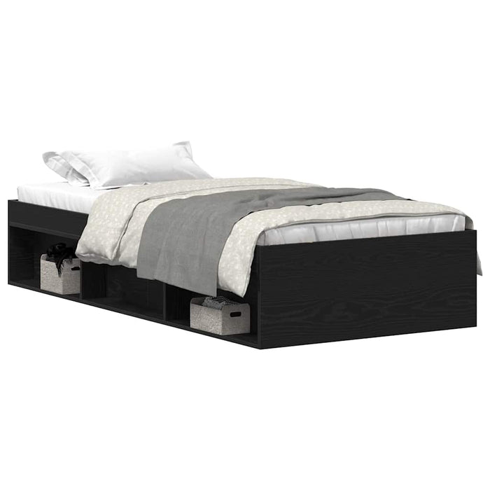 Cadru de pat fără saltea Stejar negru 90x200 cm Lemn prelucrat WALTI