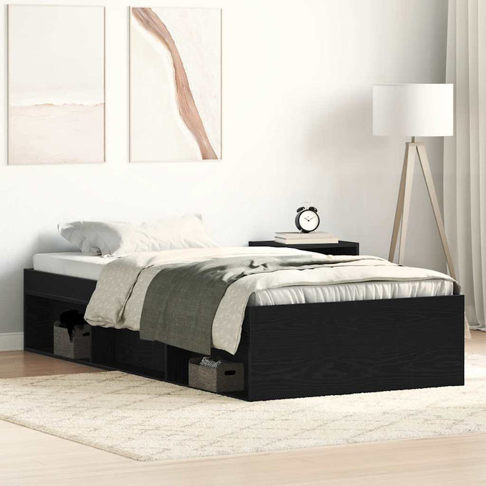 Cadru de pat fără saltea Stejar negru 90x200 cm Lemn prelucrat WALTI