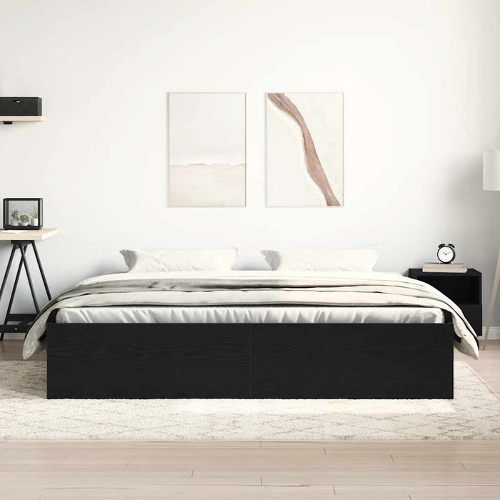 Cadru pat fără saltea, stejar negru, 200x200 cm, lemn prelucrat - WALTI WALTI