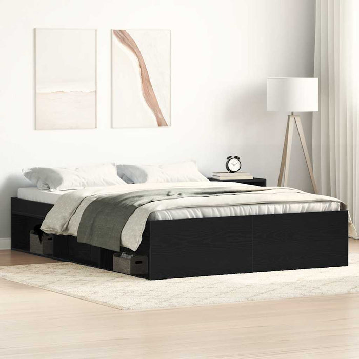 Cadru pat fără saltea, stejar negru, 140x190 cm, lemn prelucrat - WALTI WALTI