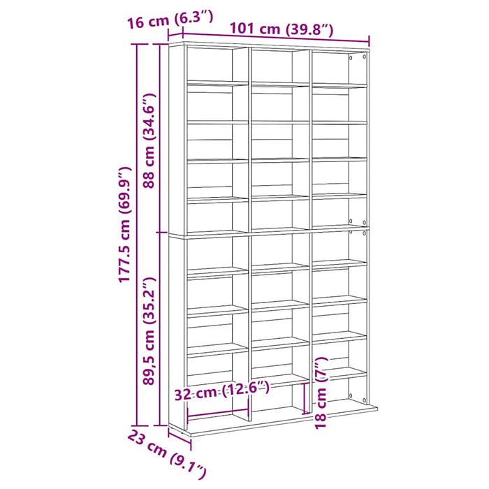 Dulap pentru CD-uri cu raft Stejar Negru 101 x 23 x 177,5 cm - WALTI WALTI