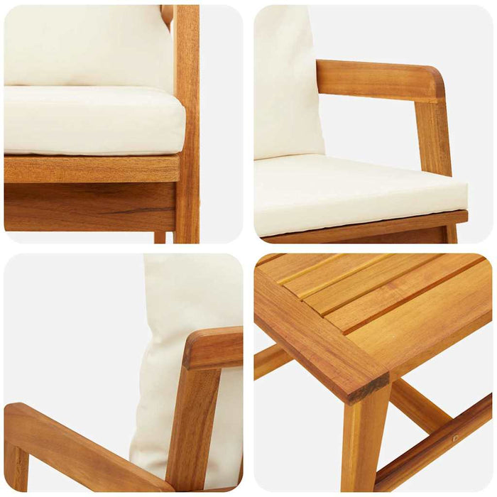 Set bistro cu pernă 3 pcs Maro Lemn Solid de Acacia - WALTI WALTI