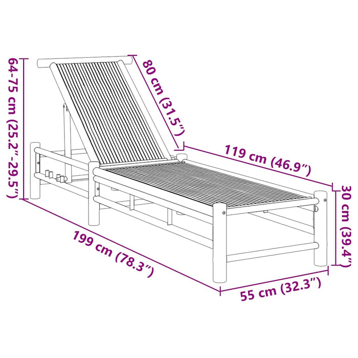Sezlong 55x199x30 cm bambus - WALTI WALTI
