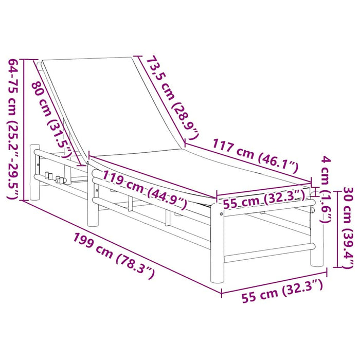 Sezlong cu perne 55x199x30 cm bambus - WALTI WALTI