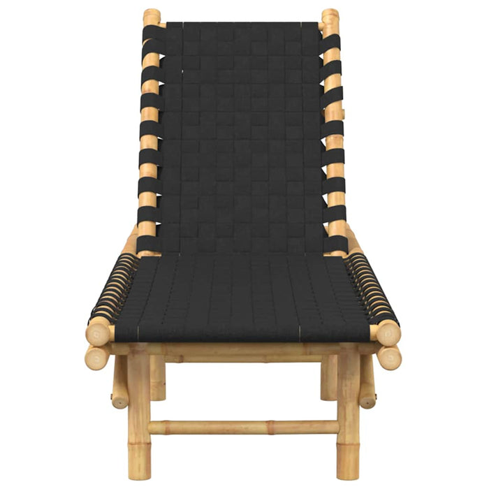 Șezlong cu chingă țesută neagră 55x200x30 cm, bambus WALTI