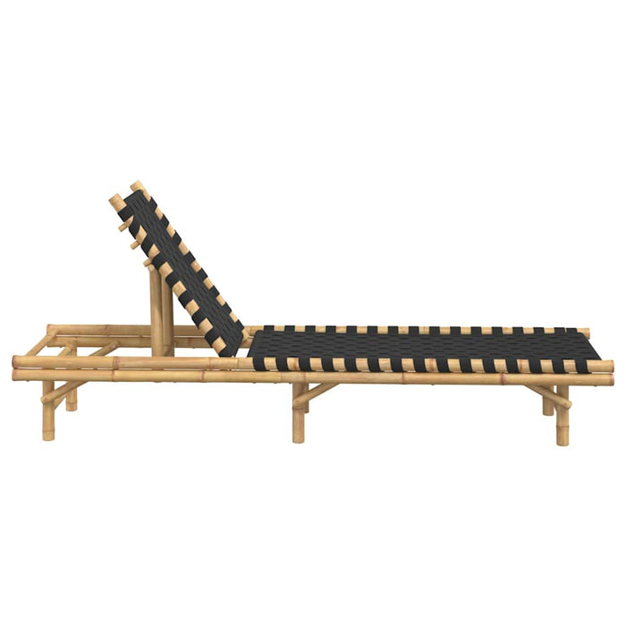 Șezlong cu chingă țesută neagră 55x200x30 cm, bambus WALTI