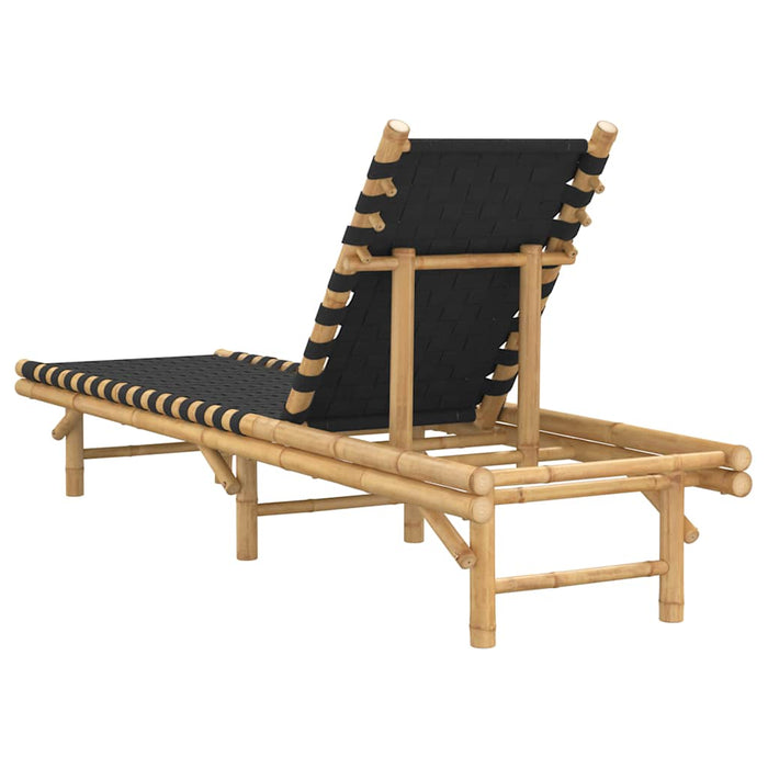 Șezlong cu chingă țesută neagră 55x200x30 cm, bambus WALTI