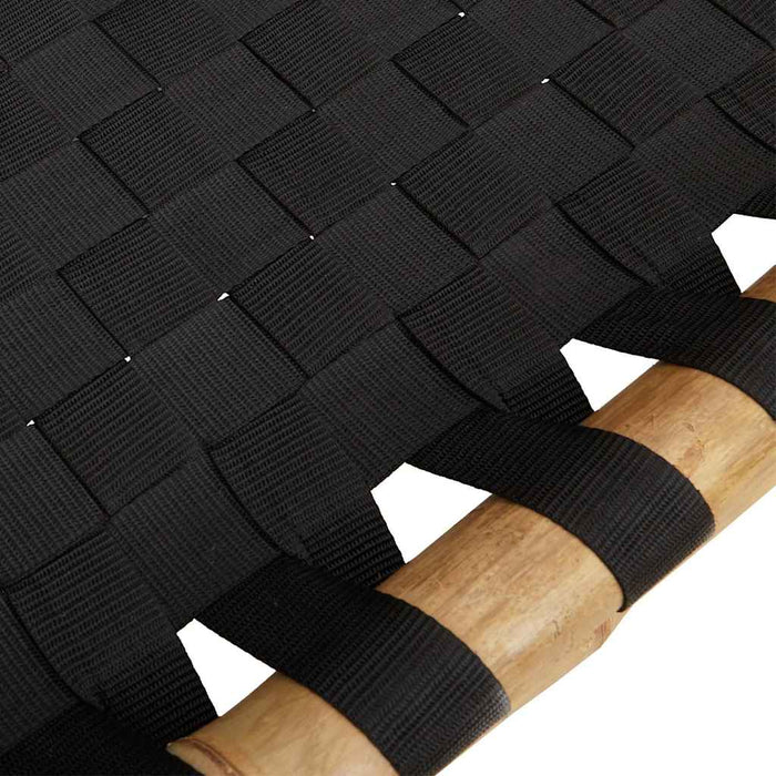 Șezlong cu chingă țesută neagră 55x200x30 cm, bambus WALTI