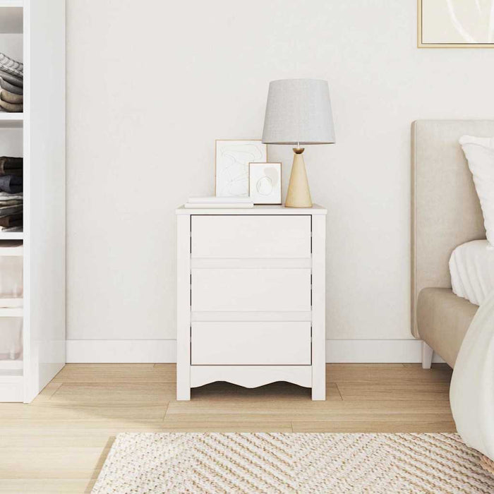 Noptieră vidaXL "DRAMMEN" Alb 45x35x56 cm Lemn Masiv Pin - WALTI WALTI