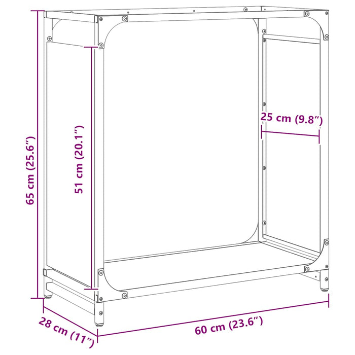 Suport pentru lemne de foc alb 60x28x65 cm Oțel laminat la rece - WALTI WALTI