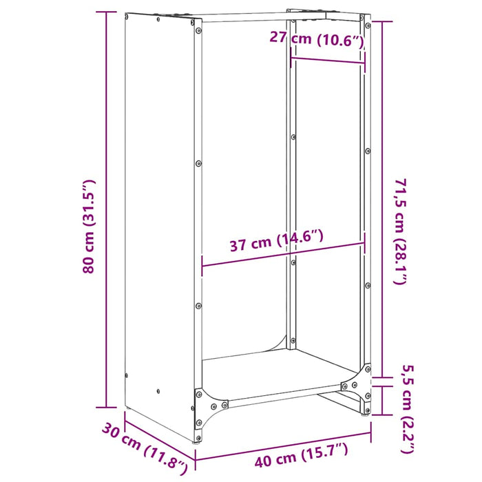 Suport pentru lemne de foc 40x30x80 cm oțel inoxidabil - WALTI WALTI