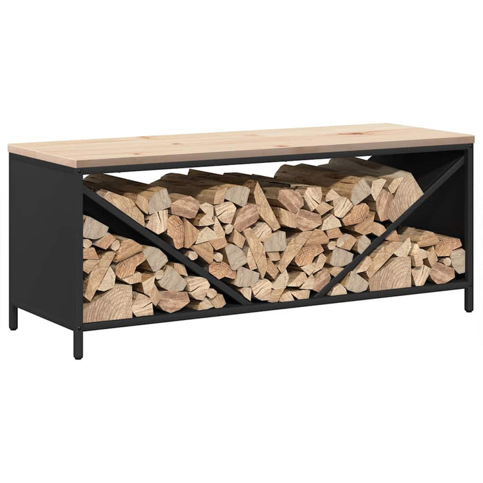 Suport pentru lemne de foc cu blat lemn negru 100,5x35,5x40 cm - WALTI WALTI