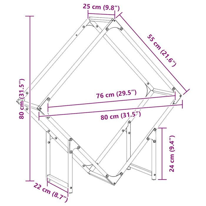 Suport pentru lemne de foc alb 80x25x80 cm Oțel laminat la rece - WALTI WALTI