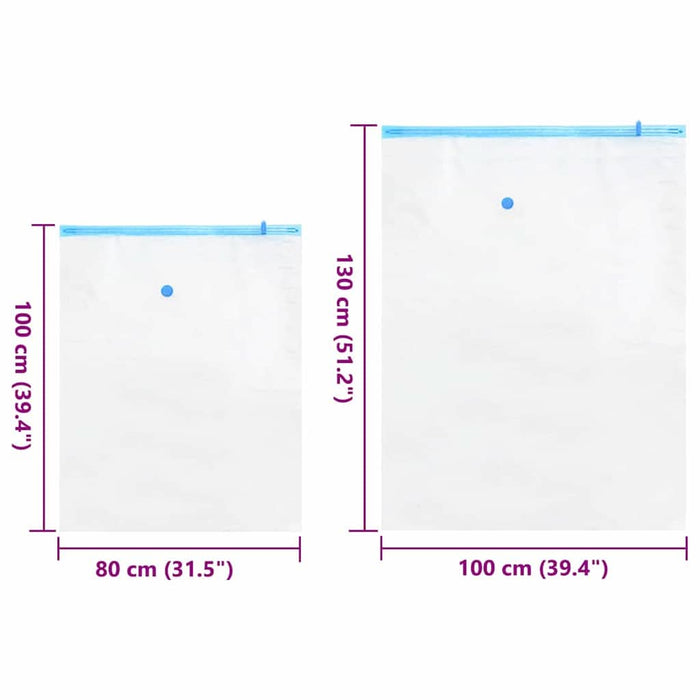 Pungi de stocare 5 pcs Transparent și Albastru 130 x 100 cm - WALTI WALTI