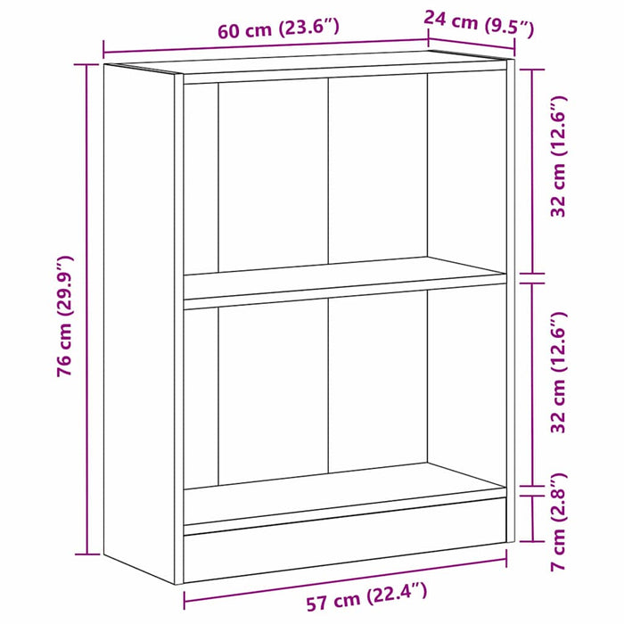 Dulap pentru Cărți Negru 60 x 24 x 76 cm Lemn compozit - WALTI WALTI