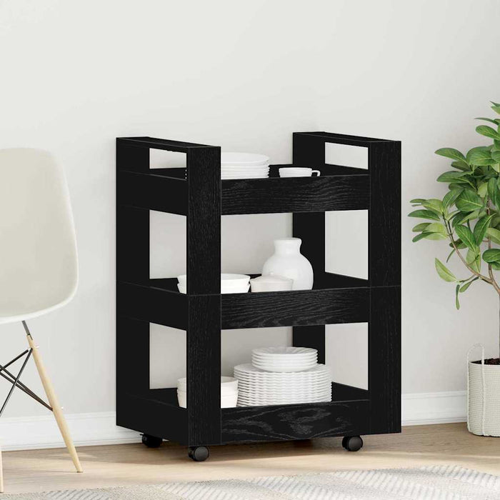 Troler de Bucătărie Stejar negru 60 x 45 x 80 cm Lemn compozit - WALTI WALTI