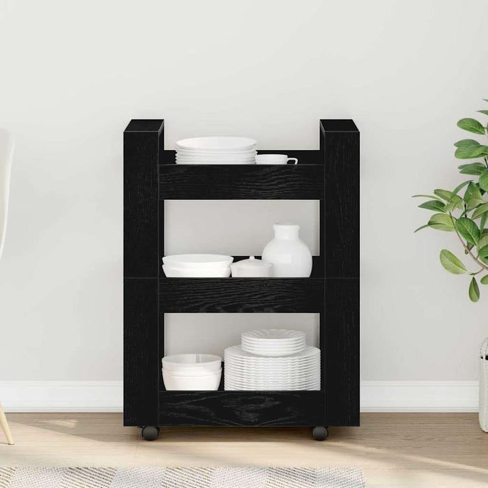 Troler de Bucătărie Stejar negru 60 x 45 x 80 cm Lemn compozit - WALTI WALTI