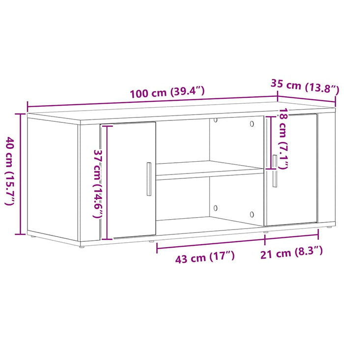 Dulap TV Stejar negru 100 x 35 x 40 cm Lemn compozit - WALTI WALTI