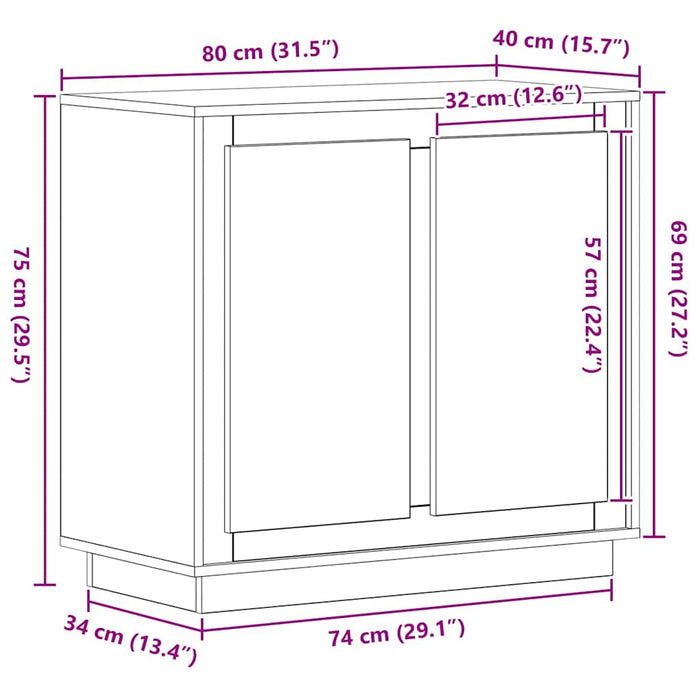 Bufet Stejar Negru 80 x 40 x 75 cm Lemn compozit - WALTI WALTI