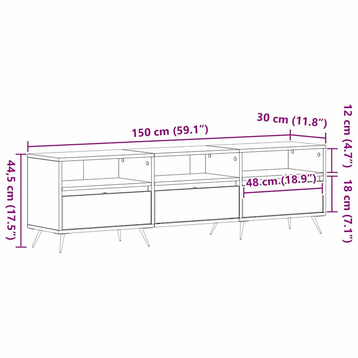 Cabinet TV stejar artizanal 150 x 30 x 44,5 cm Lemn compozit - WALTI WALTI