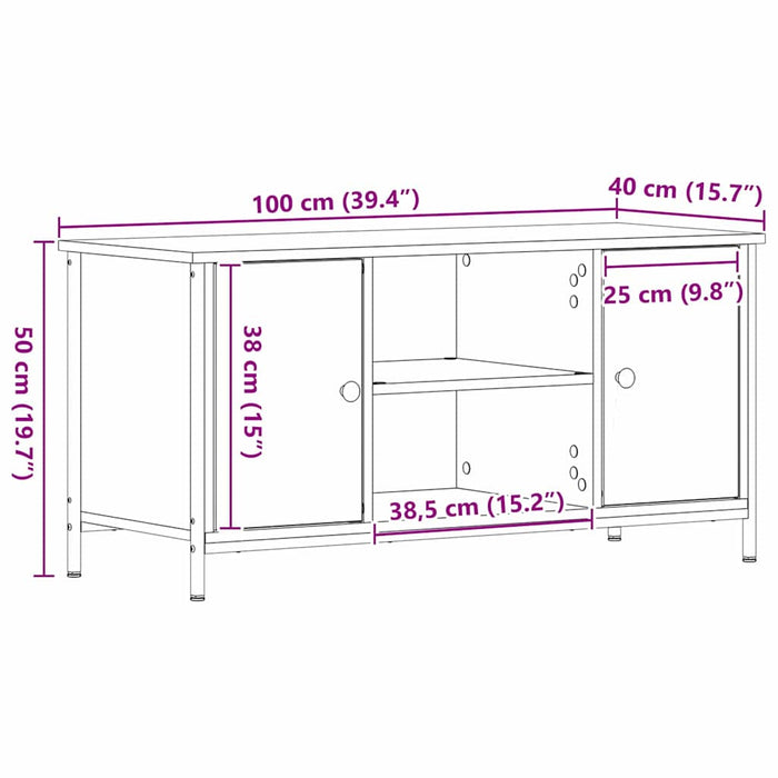 Cabinet TV stejar artizanal 100 x 40 x 50 cm Lemn compozit - WALTI WALTI