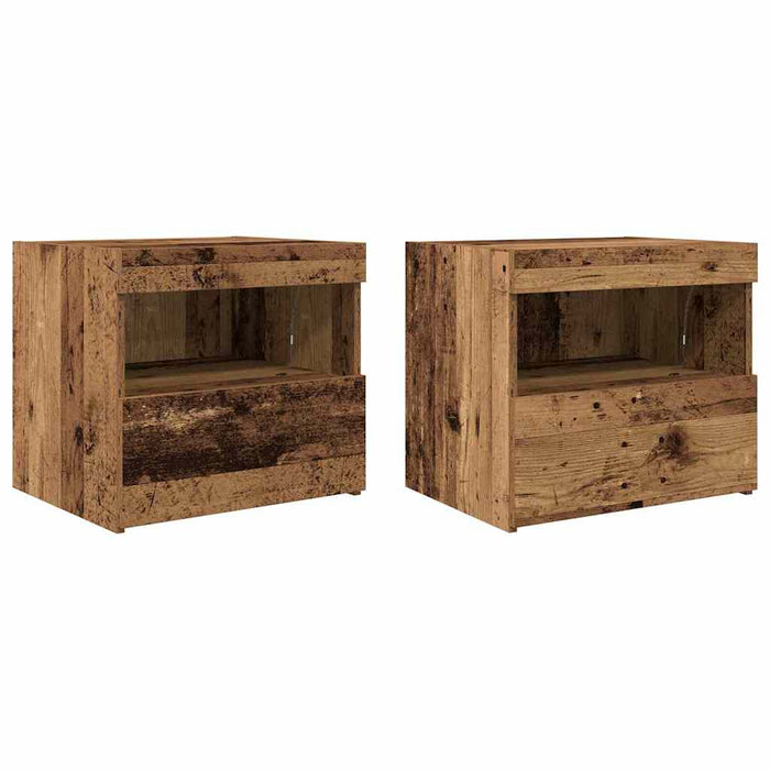 Dulap de noapte 2 pcs Lemn vechi 50 x 40 x 45 cm Lemn compozit - WALTI WALTI