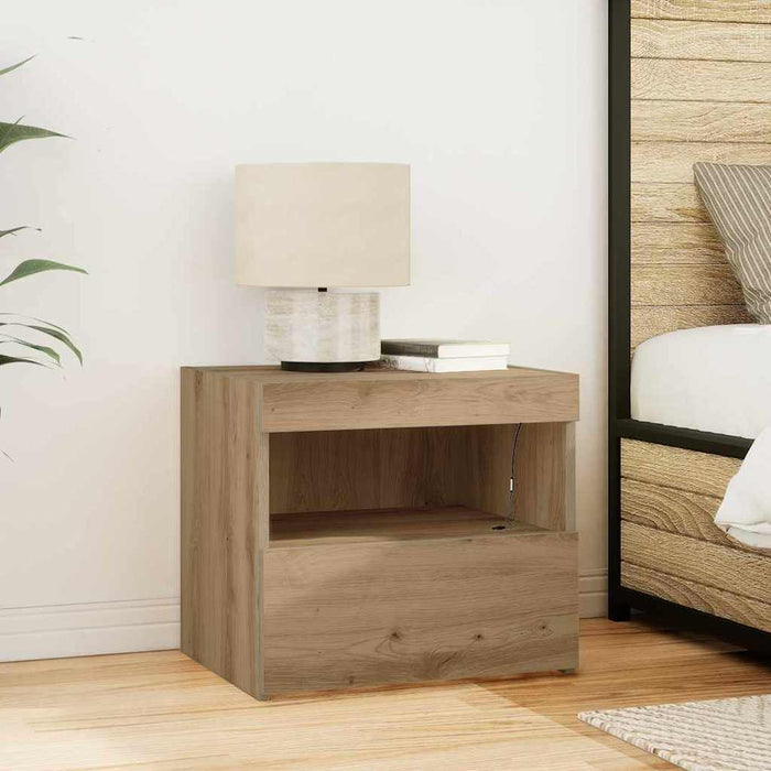 Dulap de noapte Stejar Artizanal 50 x 40 x 45 cm Lemn compozit - WALTI WALTI