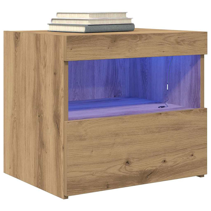 Dulap de noapte 2 pcs Stejar Artizanal 50 x 40 x 45 cm - WALTI WALTI