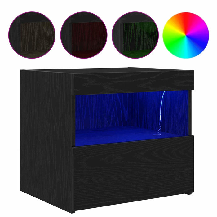 Dulap de noapte Stejar Negru 50 x 40 x 45 cm Lemn compozit - WALTI WALTI