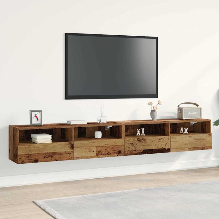 Dulap TV de perete Pe perete 2 pcs Lemn Vechi 100 x 30 x 30 cm - WALTI WALTI