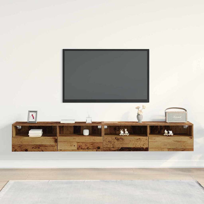 Dulap TV de perete Pe perete 2 pcs Lemn Vechi 100 x 30 x 30 cm - WALTI WALTI