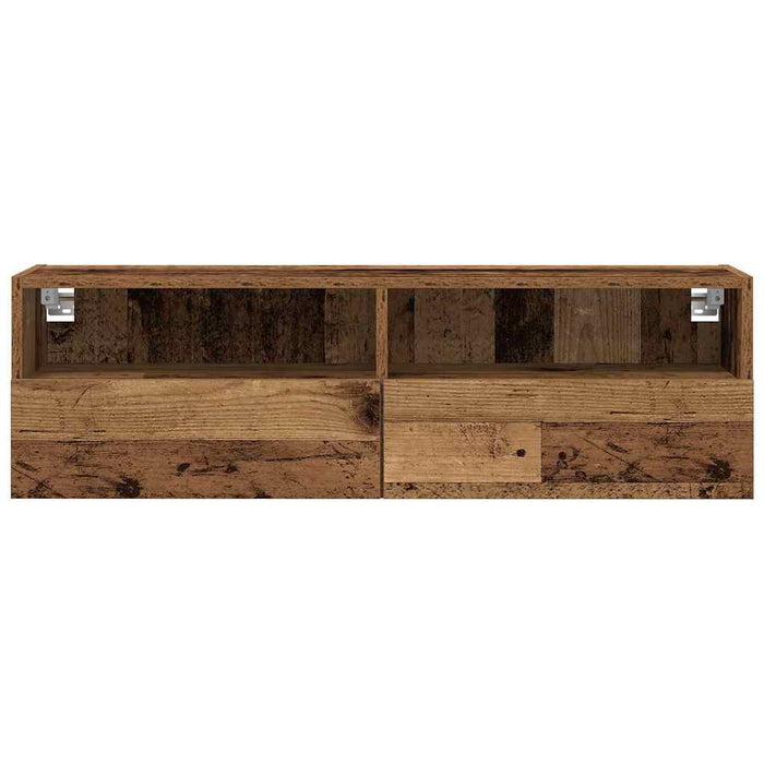 Dulap TV de perete Pe perete 2 pcs Lemn Vechi 100 x 30 x 30 cm - WALTI WALTI