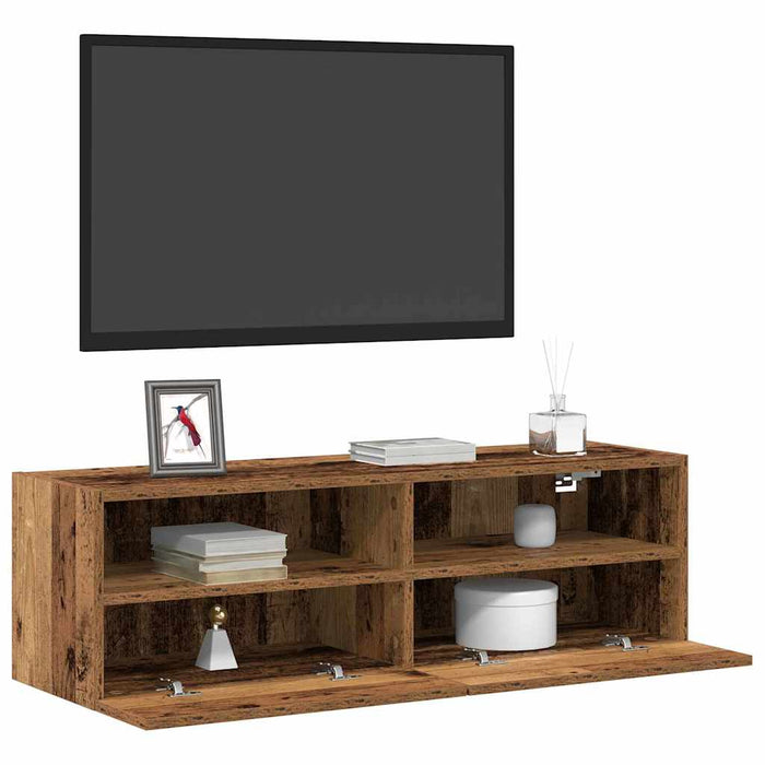 Dulap TV de perete Pe perete 2 pcs Lemn Vechi 100 x 30 x 30 cm - WALTI WALTI