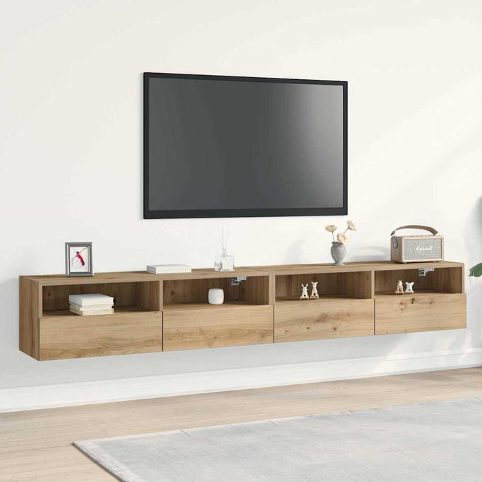 Dulap TV de perete 2 pcs stejar artizanal 100 x 30 x 30 cm - WALTI WALTI