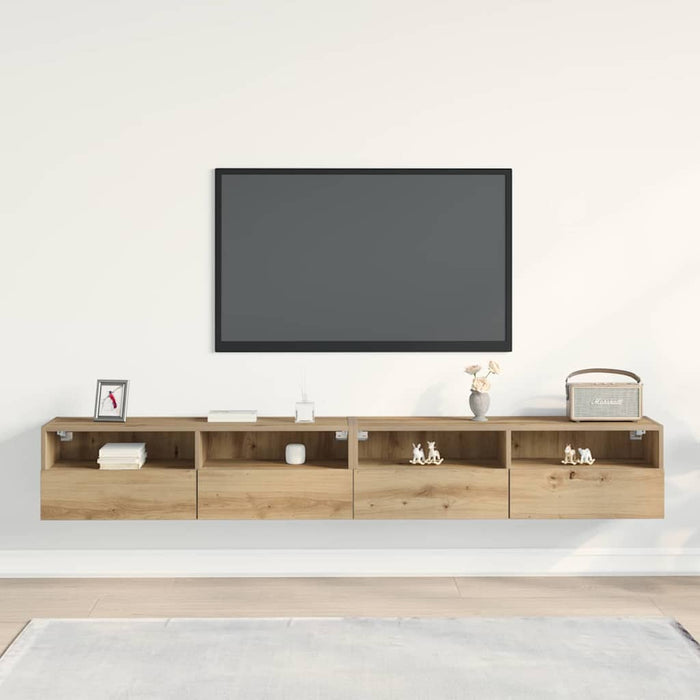 Dulap TV de perete 2 pcs stejar artizanal 100 x 30 x 30 cm - WALTI WALTI