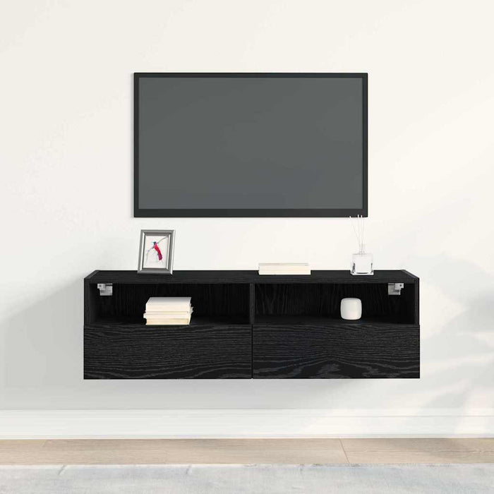 Dulap TV de perete Stejar Negru 100 x 30 x 30 cm Lemn compozit - WALTI WALTI